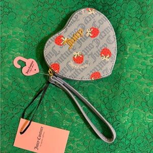 Juicy Couture Blue Heart Coin Purse with Strawberry Design